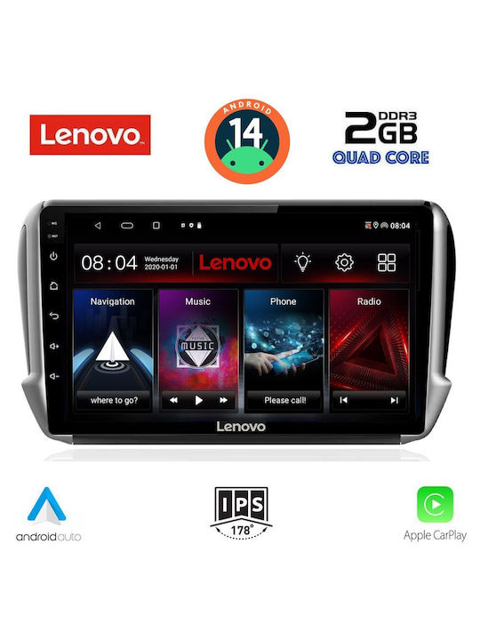 Lenovo Ηχοσύστημα Αυτοκινήτου για Peugeot 2008 / 208 2012-2021 (Bluetooth/USB/AUX/WiFi/GPS/Apple-Carplay/Android-Auto) με Οθόνη Αφής 10"