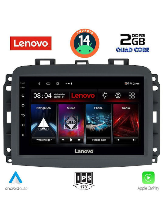 Lenovo Auto-Audiosystem für Fiat 500L 2012> (Bluetooth/USB/AUX/WiFi/GPS/Apple-Carplay/Android-Auto) mit Touchscreen 10"
