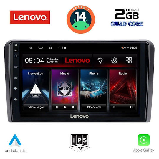 Lenovo Автомобилна Аудио Система (Блутут/USB/AUX/WiFi/GPS/Apple-Carplay/Android-Auto) с Тъчскрийн 10"