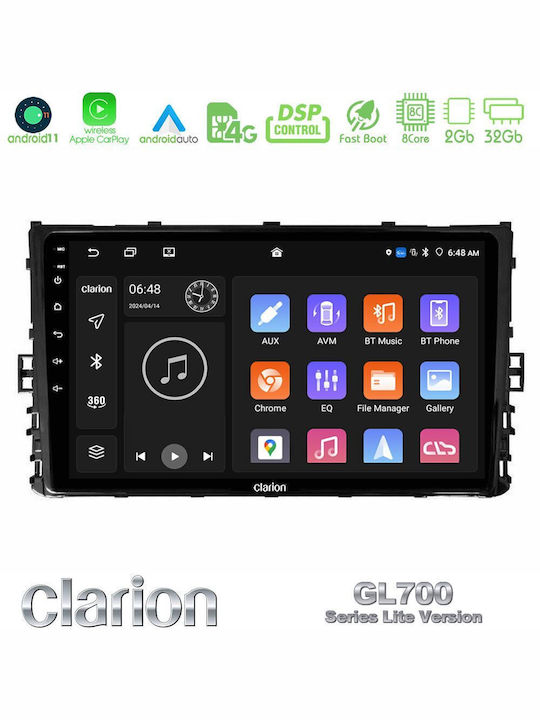 Clarion Sistem Audio Auto pentru Volkswagen Polo / Tiguan / Magazin online de golf / T-Roc / T-Cross 2017 (Bluetooth/USB/WiFi/GPS/Apple-Carplay/Android-Auto) cu Ecran Tactil 9"