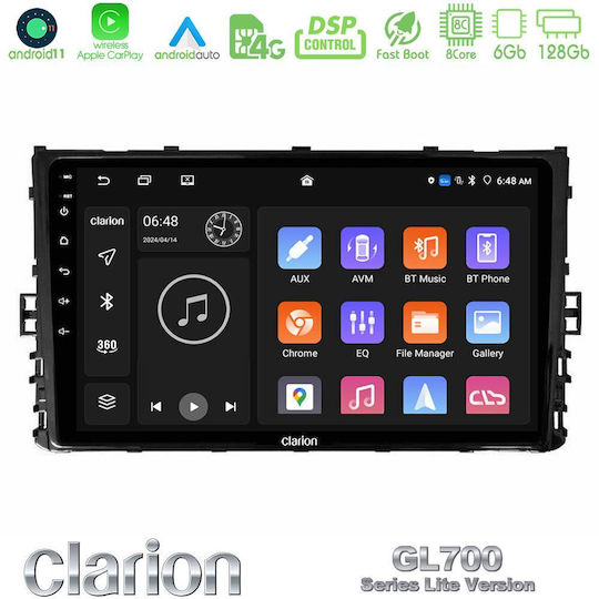Clarion Auto-Audiosystem für Volkswagen Polo / Tiguan / Golf / T-Roc / T-Kreuz 2017 (Bluetooth/USB/WiFi/GPS/Apple-Carplay/Android-Auto) mit Touchscreen 9"