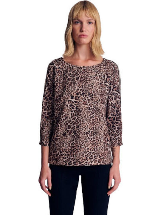 Bluza Damă cu Mânecă 3/4 Animal Print Multicolor
