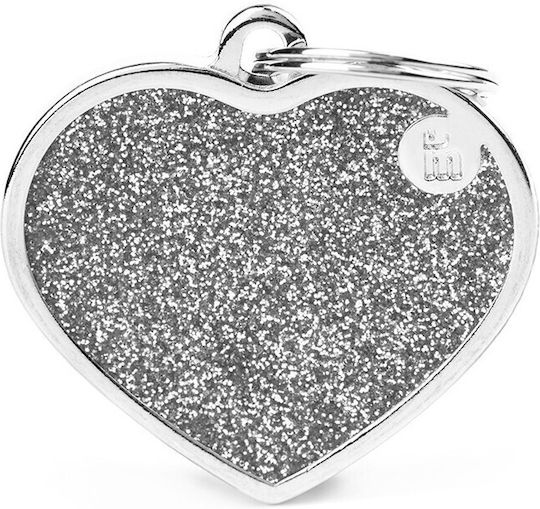 My Family Shine "big Dog ID Heart Gray Metal