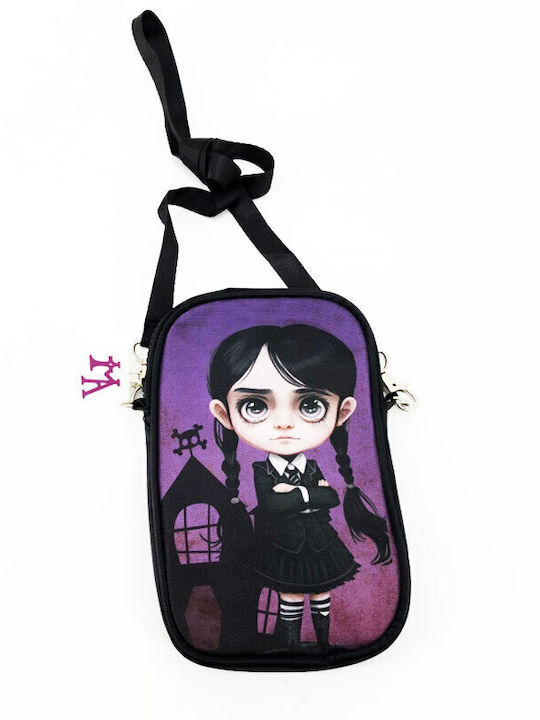 Kinder Schultertasche Mobil Mittwoch Schwarz Lila