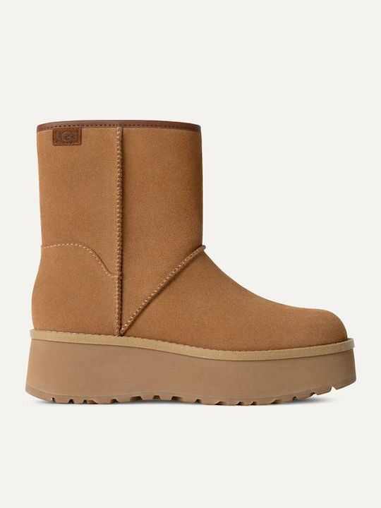 UGG Cityfunc Mid Ghete Dama De Catifea Maro