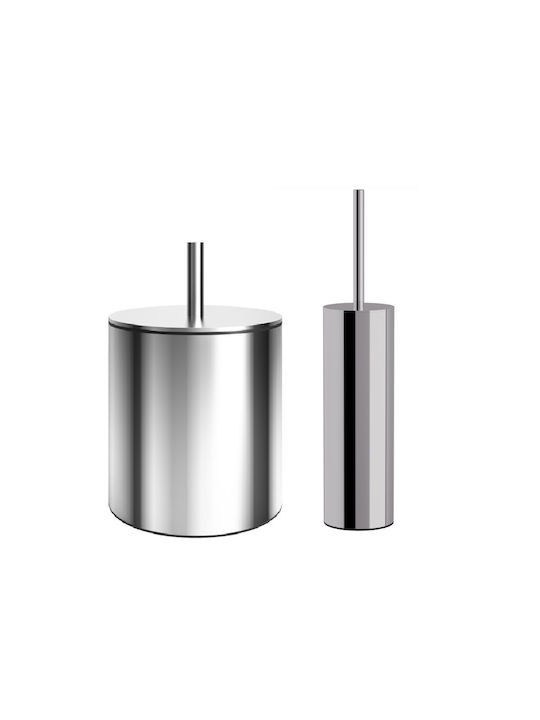Pam & Co Inox Σετ Πιγκάλ και Καλαθάκι Μπάνιου 5lt Ασημί