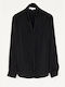 Damen Bluse Satin Schwarz