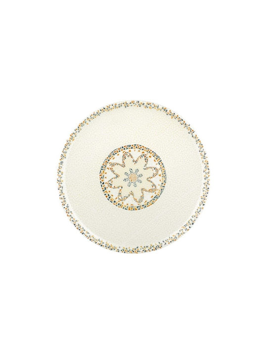 By Bone Tessera Plate Shallow made of Porcelain Beige with Diameter 32cm 6pcs