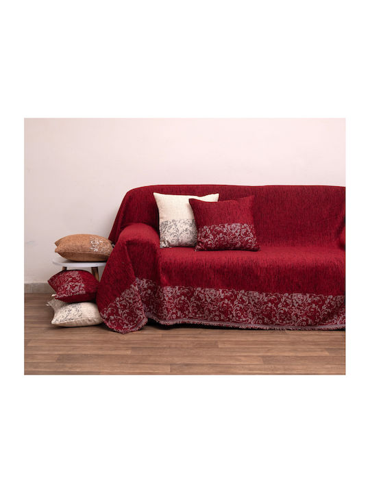 Viopros Viopros Zweisitzer-Sofa Überwurf Chenille 180x240cm Burgundisch