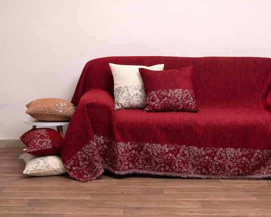Viopros Ριχτάρι Τριθέσιου Καναπέ Chenille 180x280εκ. Μπορντώ