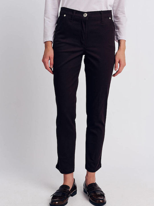 Forel Damen Stoff Hose in Schlanker Passform Braun