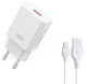 XO Φορτιστής GaN με Θύρα USB-A και Καλώδιο USB-C 18W Quick Charge 3.0 Λευκός (L127)