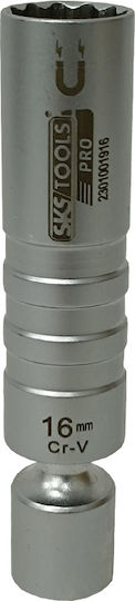 SKS Tools Μαγνητικό Σπαστό Καρυδάκι Πολύσφηνο Μακρύ με Καρέ Υποδοχής 3/8" Διάμετρος 16mm