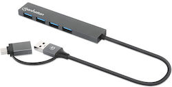 Manhattan USB-Hub 4 Anschlüsse (USB-A / USB-C) 181006
