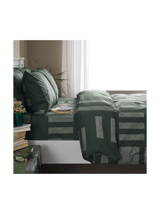 Charalambidis Textiles Σεντόνι Μονό με Λάστιχο από Βαμβάκι & Πολυεστέρα Πρασινο 90x200cm