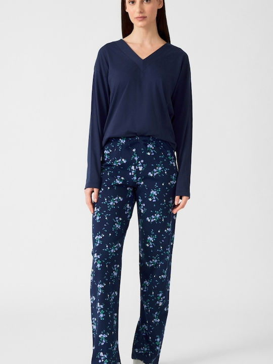 Minerva Winter Damen Pyjama-Hose Blue