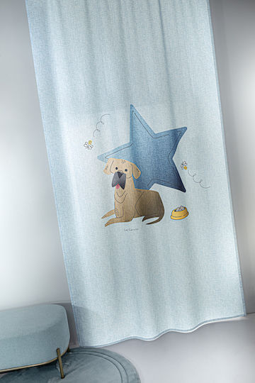 Guy Laroche Kids Rod Pocket Curtain Paw Light Blue 145x270cm