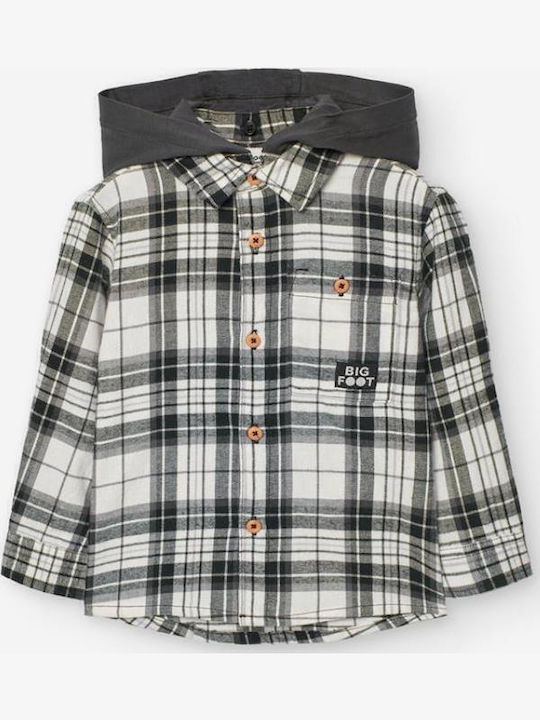 Kids Checked Shirt Long Sleeve Black