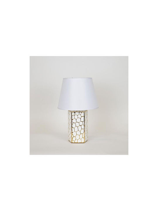 Ceramic Table Lamp with White Shade and Gold Base 2pcs