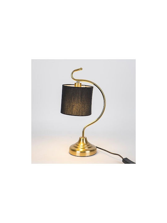 Metal Table Lamp for Socket E14 with Black Shade and Gold Base