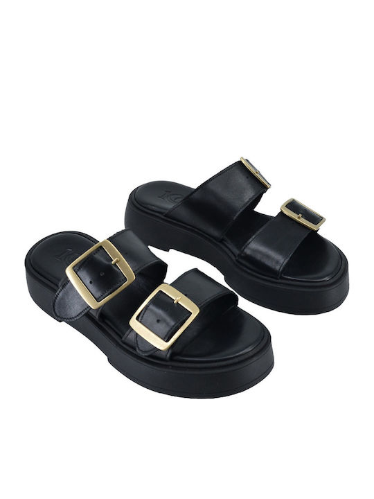 Sandale Casual Damă Flatforme Din Piele Negre