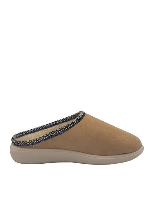 Anatomische Damen Hausschuhe mit Fell Beige