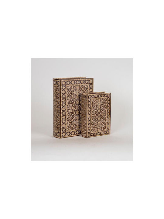 Wooden Book Decorative Boxes Set 2pcs