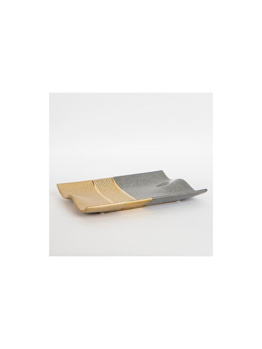 Dekorative Platte Keramik Gray 1Stück 32.5x24x4cm