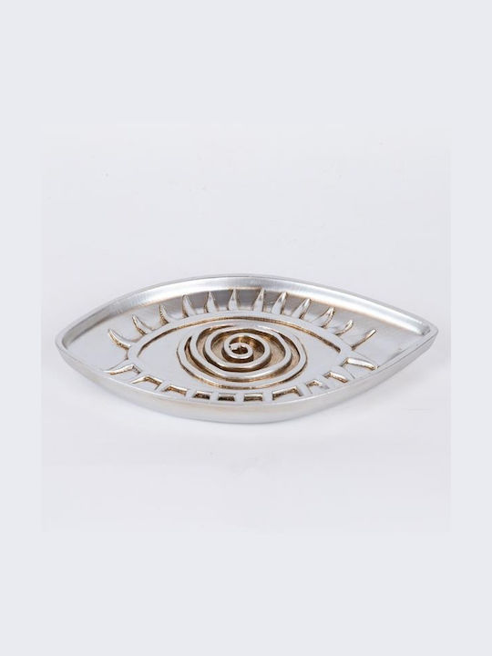 Polyresin Decorative Platter Silver 20.9x12x1.7cm