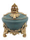 Polyresin Jewelry Box Green-Gold 12x12x13cm 13160 752-17070