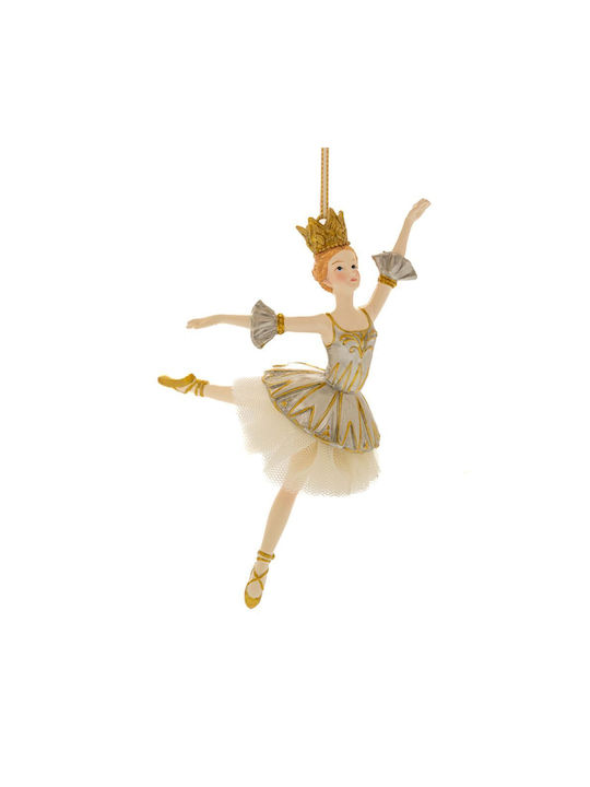 Hanging Ballerina Ornament Polyresin Ecru 5.5x9cm