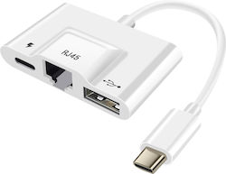 Usb-C към Ethernet USB USB-C компактен Plug & Play адаптер бял