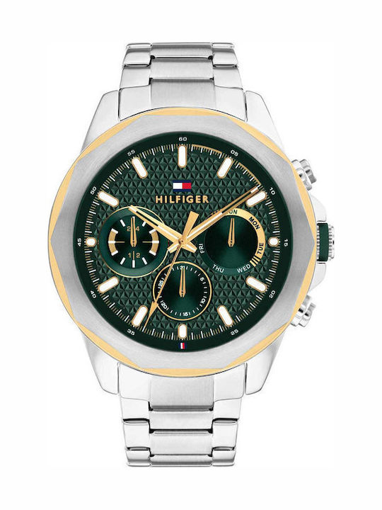 Tommy Hilfiger Lars Ανδρικό Ρολόι 46mm Χρονογράφος Μπαταρίας με Ασημί Μεταλλικό Μπρασελέ