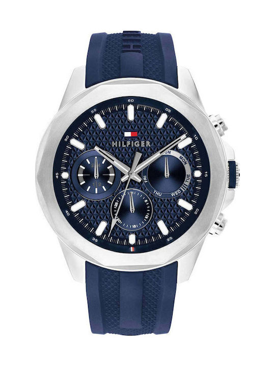 Tommy Hilfiger Lars Men's Watch 50mm Chronograph Battery with Blue Rubber Strap
