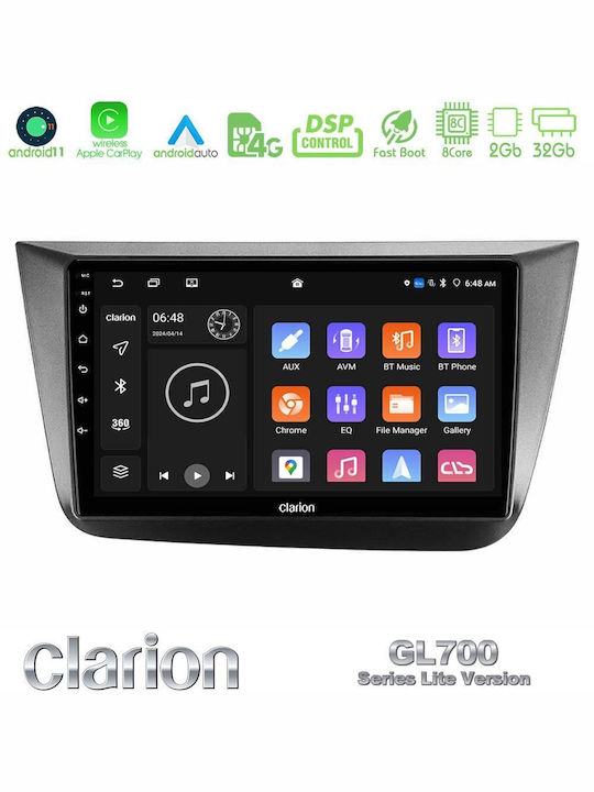 Clarion Auto-Audiosystem für Seat Altea 2004-2015 (Bluetooth/USB/WiFi/GPS/Apple-Carplay/Android-Auto) mit Touchscreen 9"