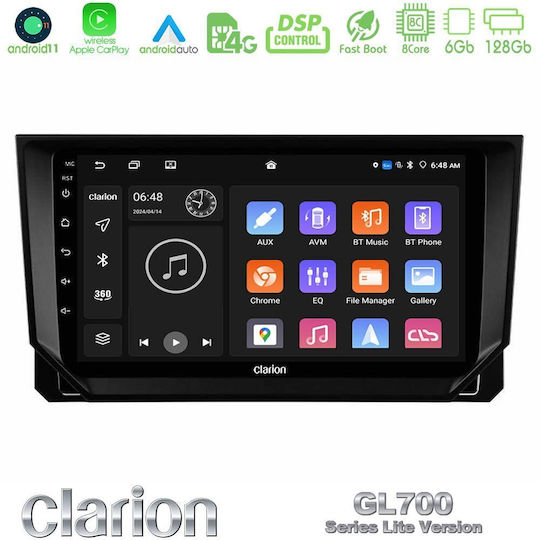 Clarion Auto-Audiosystem für Seat Arona / Ibiza 2022-2023 (Bluetooth/USB/WiFi/GPS/Apple-Carplay/Android-Auto) mit Touchscreen 9"