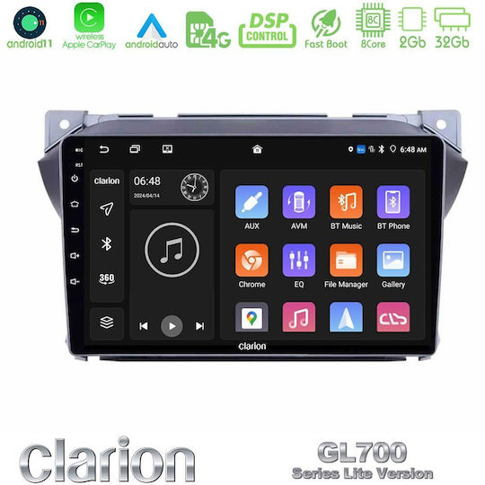 Clarion Ηχοσύστημα Αυτοκινήτου για Suzuki Alto Nissan Pixo 2009-2014 (Bluetooth/USB/WiFi/GPS/Apple-Carplay/Android-Auto) με Οθόνη Αφής 9"