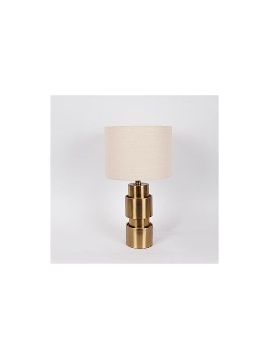 Metal Table Lamp with White Shade and Gold Base