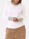 Damen Pullover White, Gold