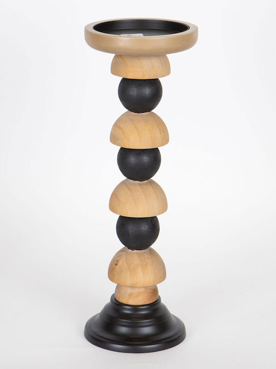 Candle Holder Wooden in Brown Color 12.5x35x12.5cm 1pcs