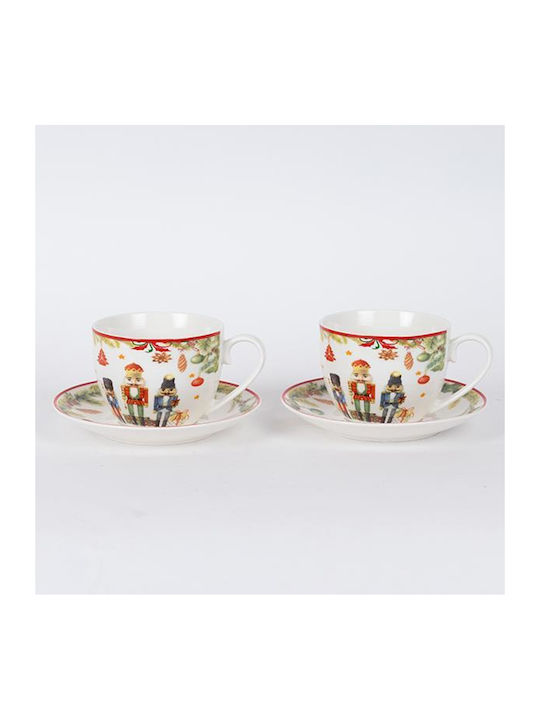 Eurolamp Set Ornamente de Crăciun Căni De porțelan Multicolore L15xW14.5xD7.6cm. 2buc