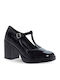 Leder Pumps mit Riemchen Schwarz