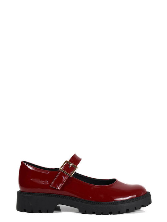 Burgundy Patent Mary Janes Loafers