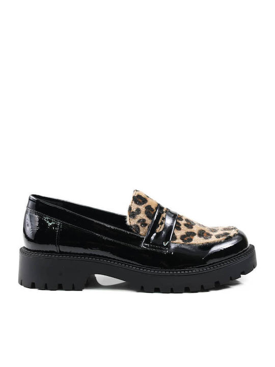 Μαύρα Λεοπάρ Loafers Ελληνικής Κατασκευής Print
