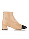 Leather Women's Ankle Boots with Medium Heel Brown