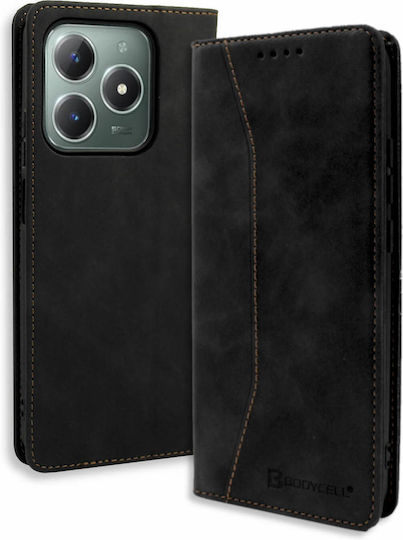 Bodycell Book Synthetic Leather / Leather Black (Realme C61, Realme C63)