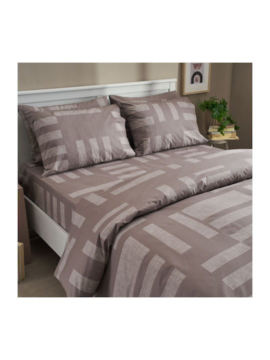 Charalambidis Textiles Duvet Cover Single 160x240 Tetris Coffee
