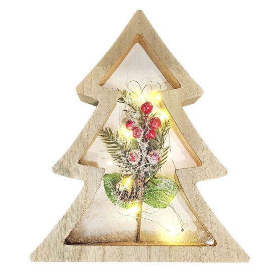 Christmas Decorative Illuminated Wood Tree 28cm Battery