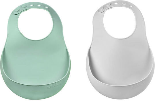 Beaba Wasserdicht Lätzchen Silikon mit Tasche Grün für 4 m+ 2Stück