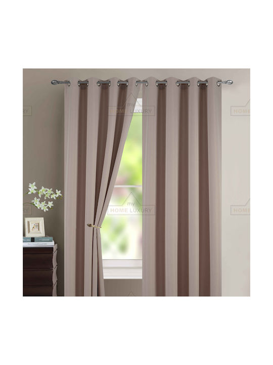 Homeone Curtain with Grommet Beige AD6038-9 140x265cm